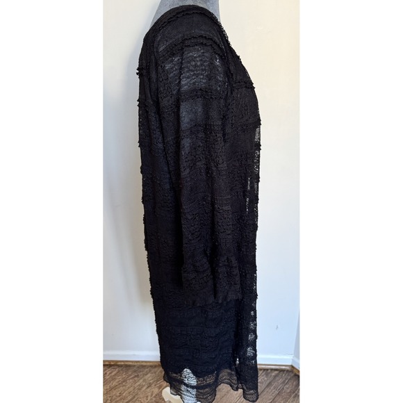 Vtg Y2K Dressbarn Midi Dress 20 Lace Sheet Fairy Grunge Whimsigoth Black Witchy - Picture 8 of 16